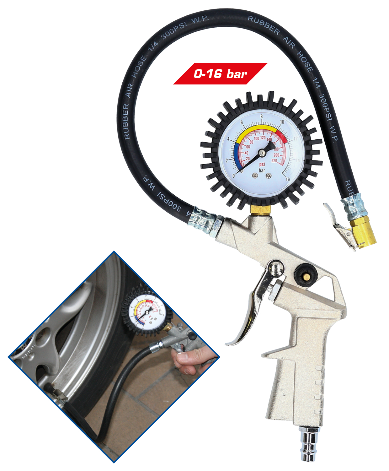 Brilliant Tools Reifenfüllmesser, 0-16 bar - BT691019