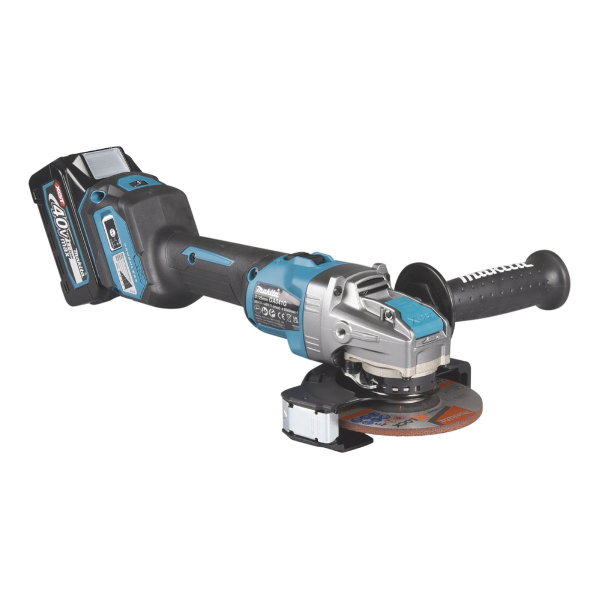 Makita Akku-Winkelschleifer 40V max. / 4,0 Ah, 2 Akkus + Ladegerät im MAKPAC GA041GM201