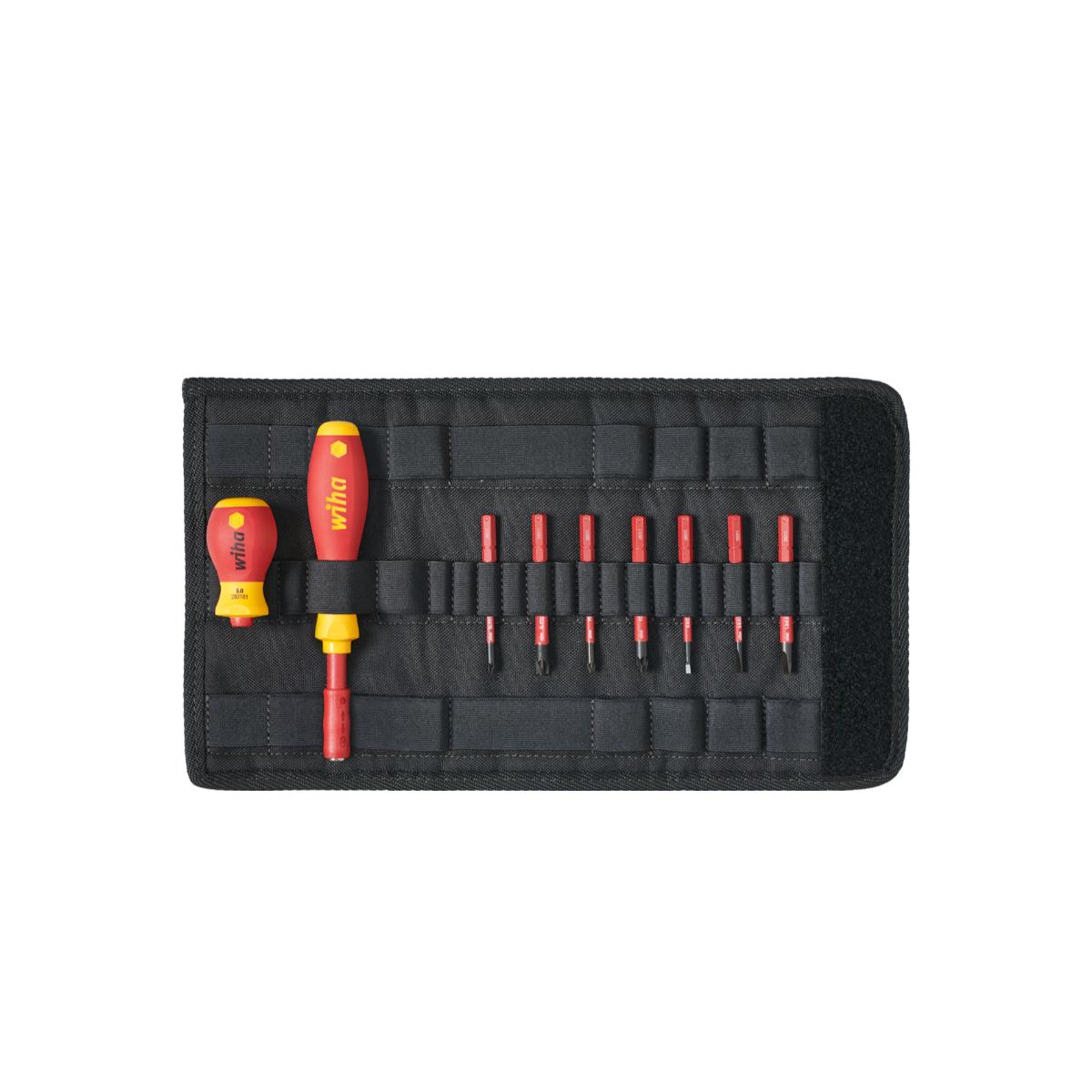 Wiha Schraubendreher und Bit Set slimVario Schlitz, Pozidriv, PlusMinus/Pozidriv 10-teilges Set mit Falttasche