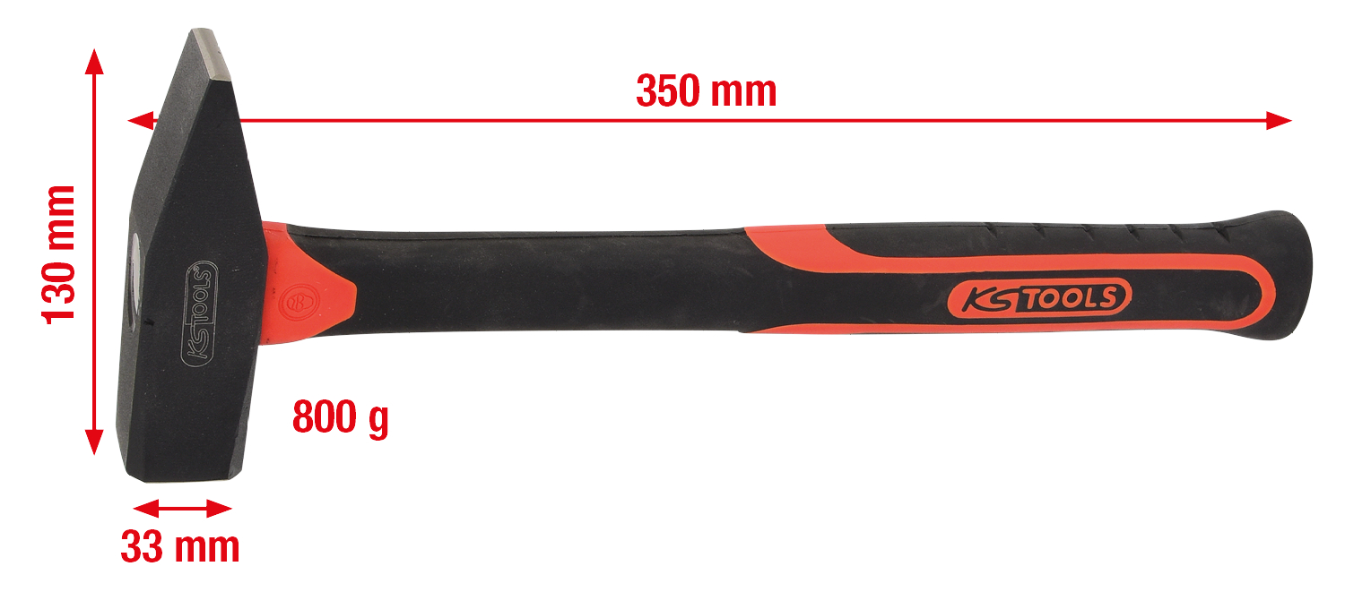 KS Tools Schlosserhammer mit Fiberglasstiel