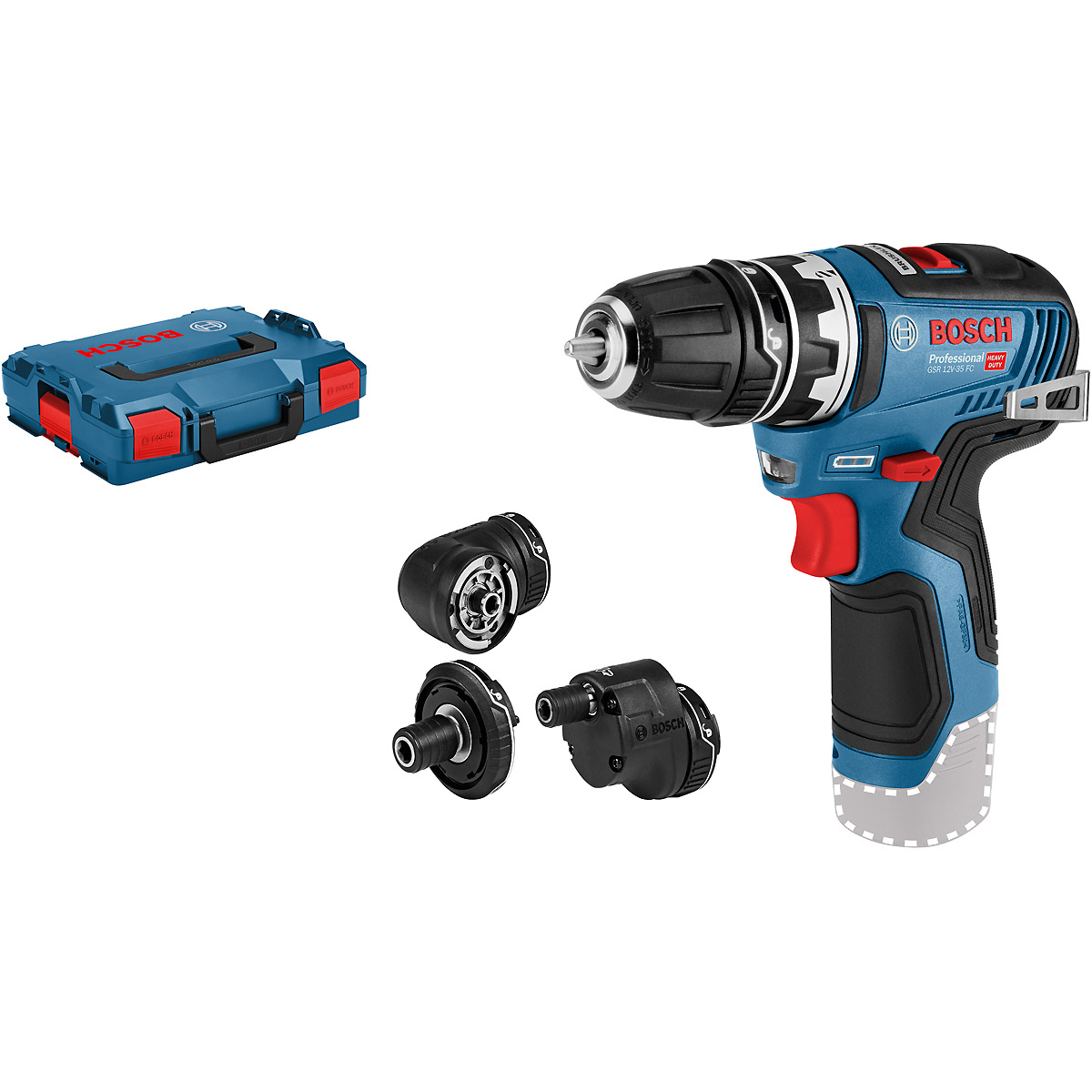 Bosch Akku-Bohrschrauber GSR 12V-35 FC, Solo Version, 4 Aufsätze, L-BOXX