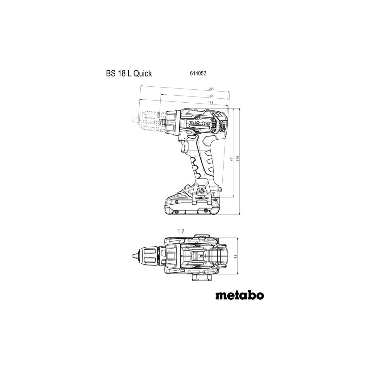 Metabo Akku-Bohrschrauber BS 18 L Quick - 2x 2Ah Li-Power, SC 30, metaBOX 145