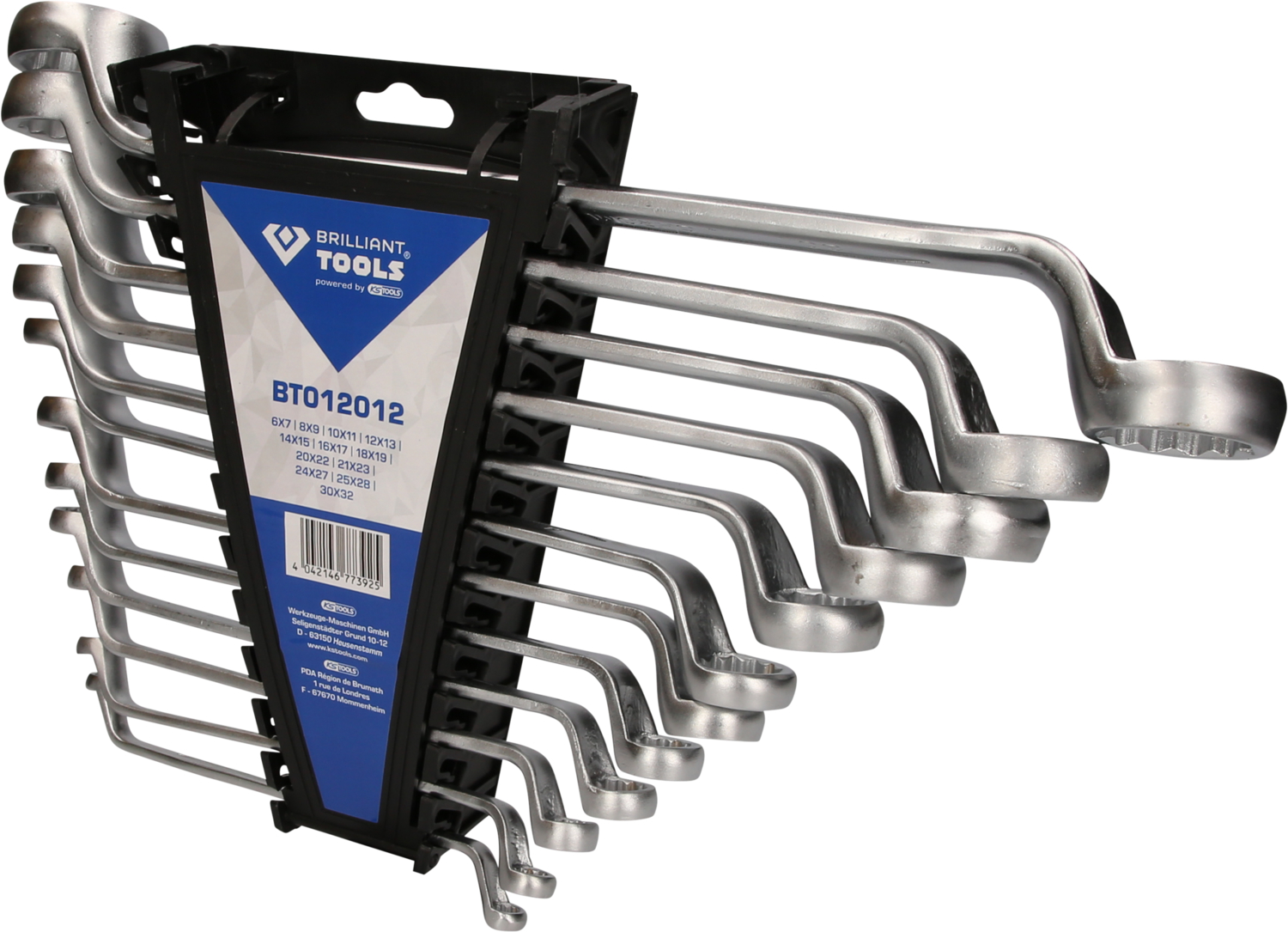 Brilliant Tools Doppel-Ringschlüssel-Satz, gekröpft, 12-tlg - BT012012