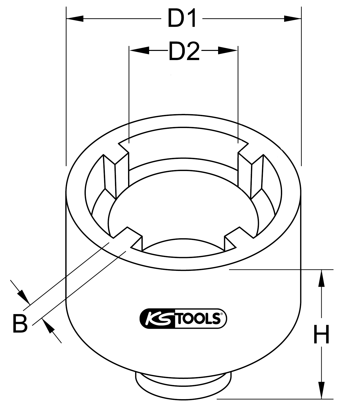 KS Tools 1/2" Nutmutter, Zapfen innenliegend