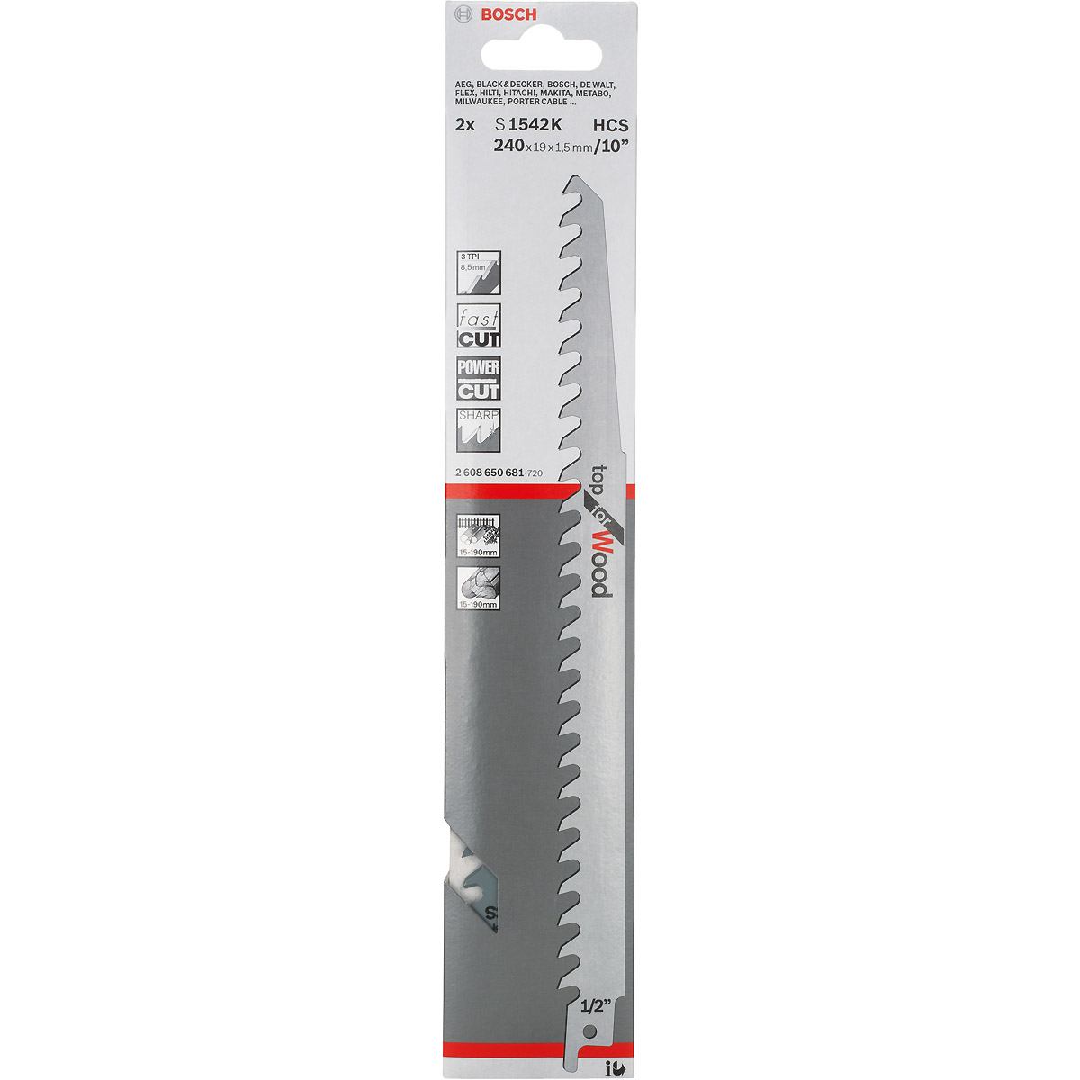 Bosch Säbelsägeblatt S 1542 K, Top for Wood