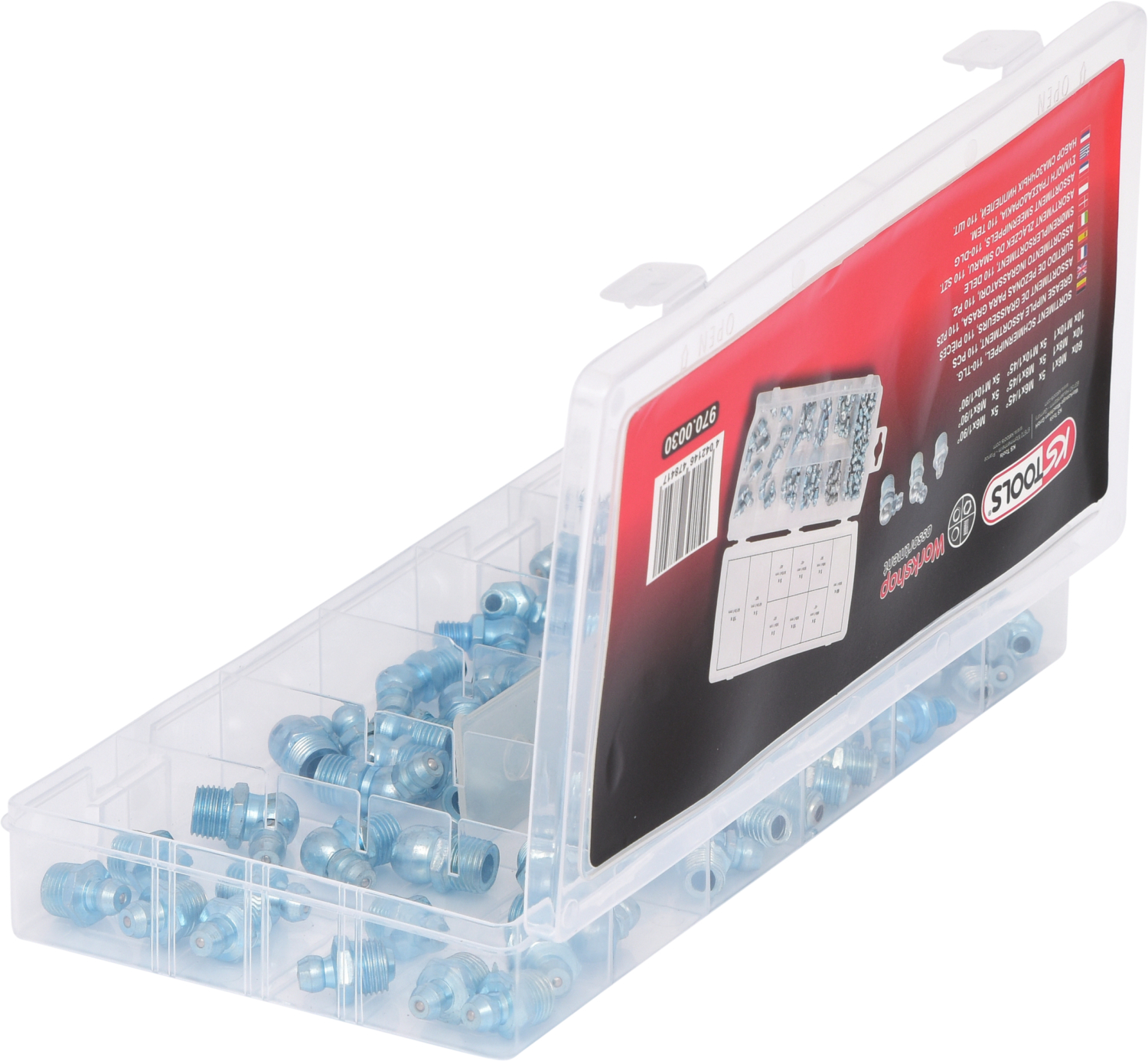 KS Tools Sortiment Schmiernippel, M6-8-10x1,0, 110-tlg