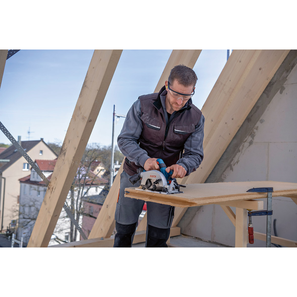 Bosch Akku-Kreissäge GKS 18V-57-2, 2 x Akku ProCORE18V 5.5 Ah, Ladegerät, L-BOXX