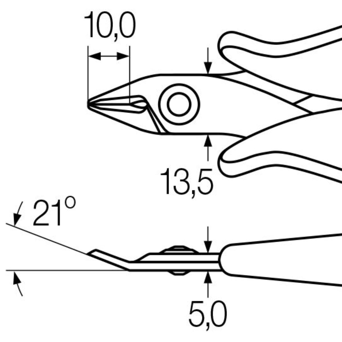 Wiha Seitenschneider Electronic breiter, spitzer Kopf ohne Wate - Blisterverpackung - 5 Stück