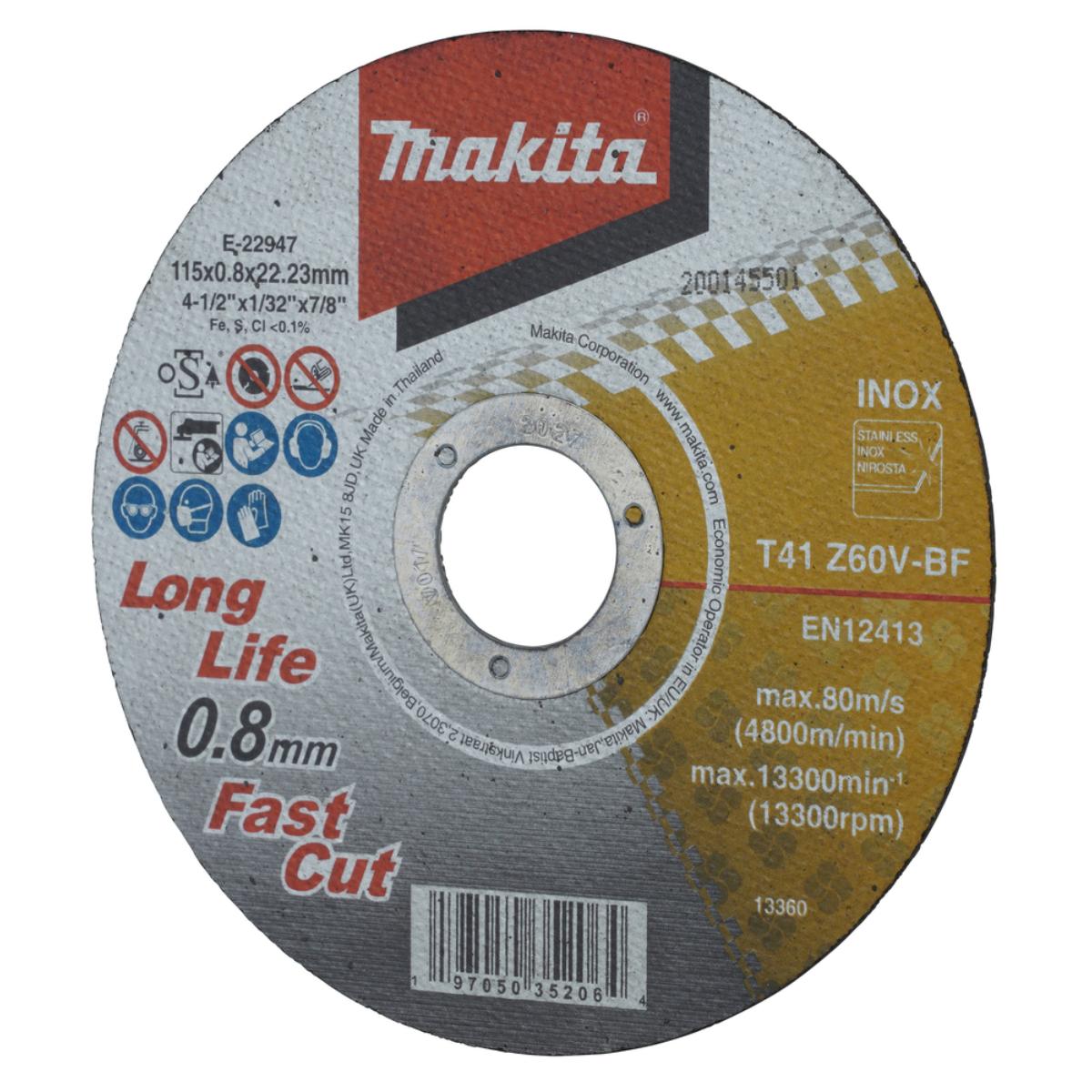 Makita Trennscheibe INOX 115x0,8 mm 12 Stück - Z60V-BF - E-22947-12