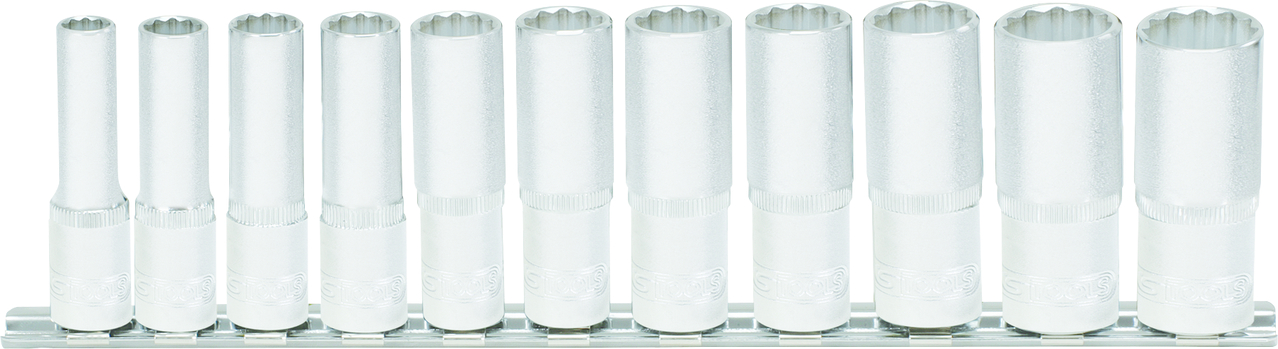 KS Tools 3/8" 12-kant-Stecknuss-Satz, lang, 11-tlg