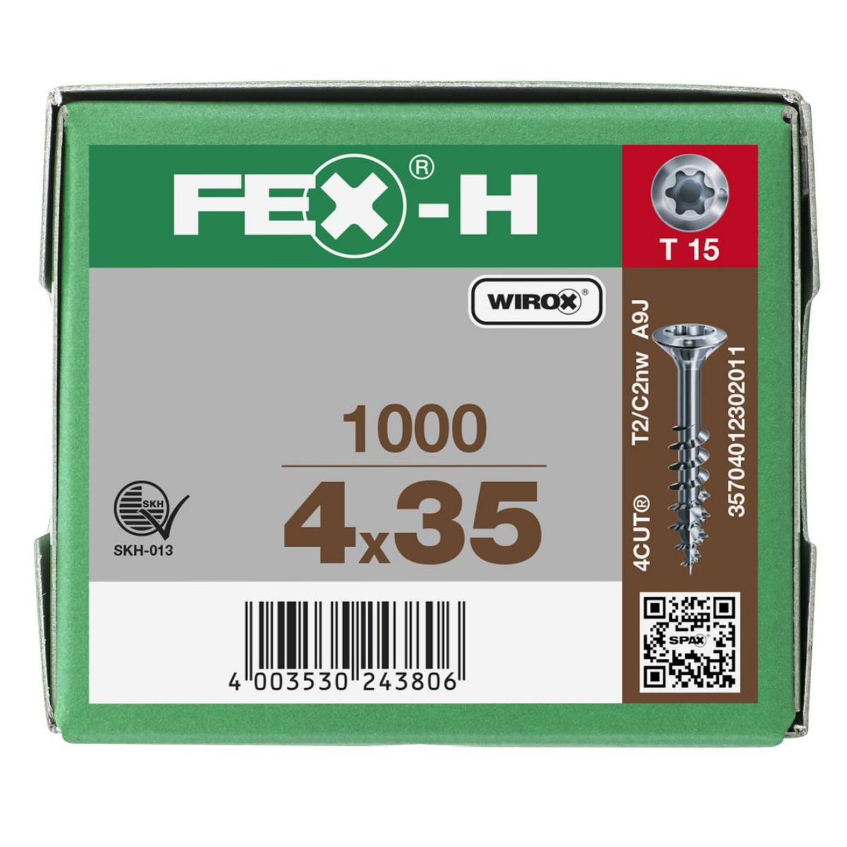 SPAX FEX-H BR T-STAR PLUS T15 TEILGEWINDE WIROX 1000 Stück