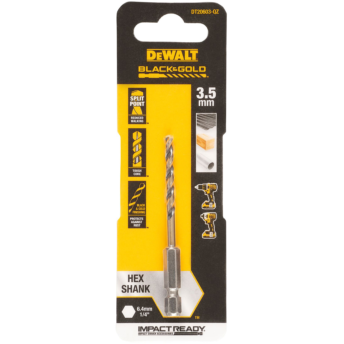 DEWALT Black&Gold Metallbohrer HSS-G Sechskant