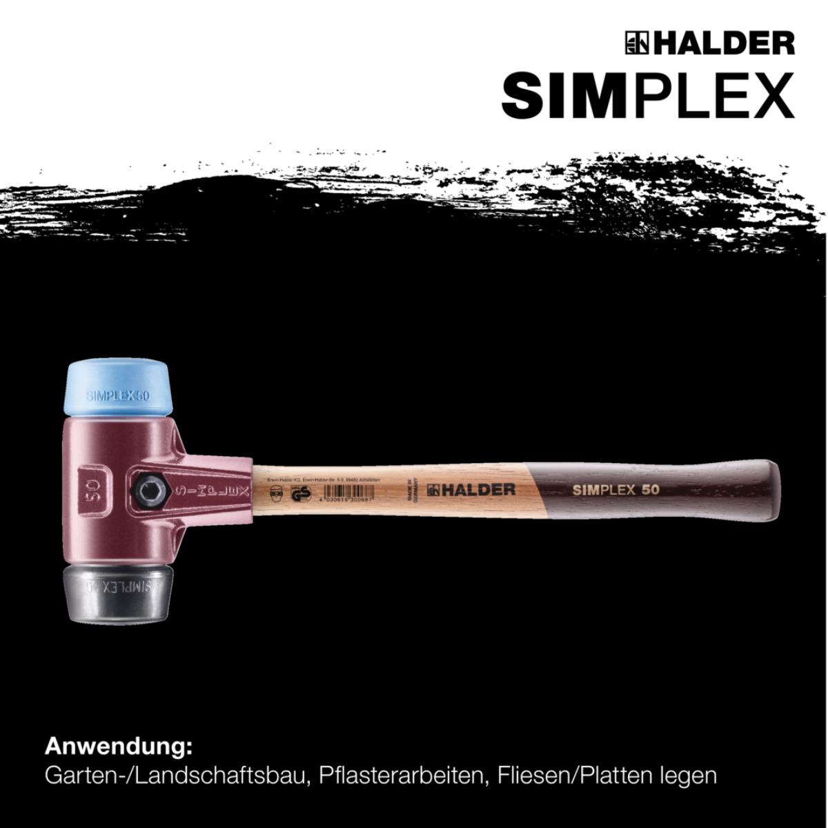HALDER SIMPLEX - Schonhammer mit TE-Gehäuse und Holzstiel, Gummikomposition / TPE-soft