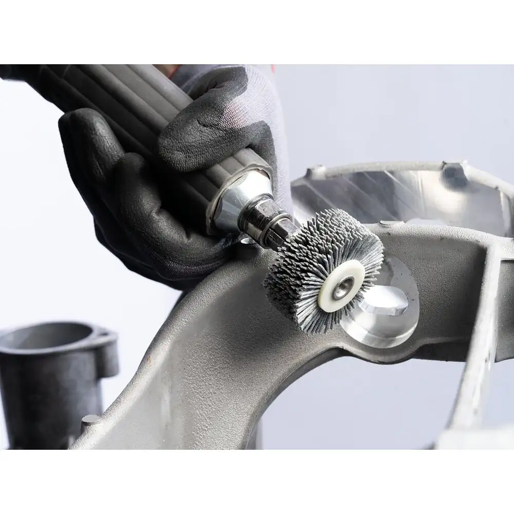 PFERD TOOLS INOX-TOTAL Rundbürste ungezopft RBUIT Ø50x15 mm Schaft-Ø6 mm SiC-Filament-Ø0,90 mm Korn 180 Kunststoffseitenscheiben