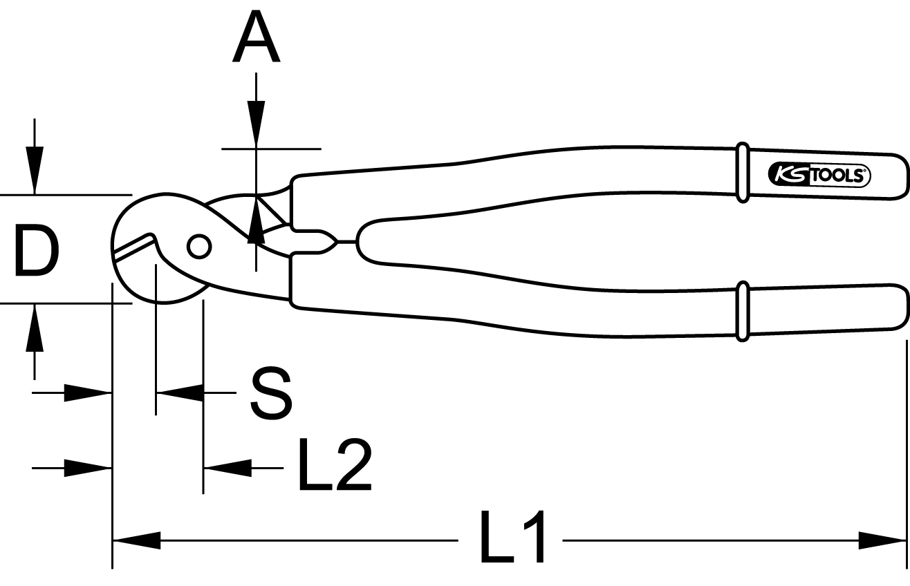 KS Tools Drahtseil-Kabelschere mit Schutzisolierung, 600mm