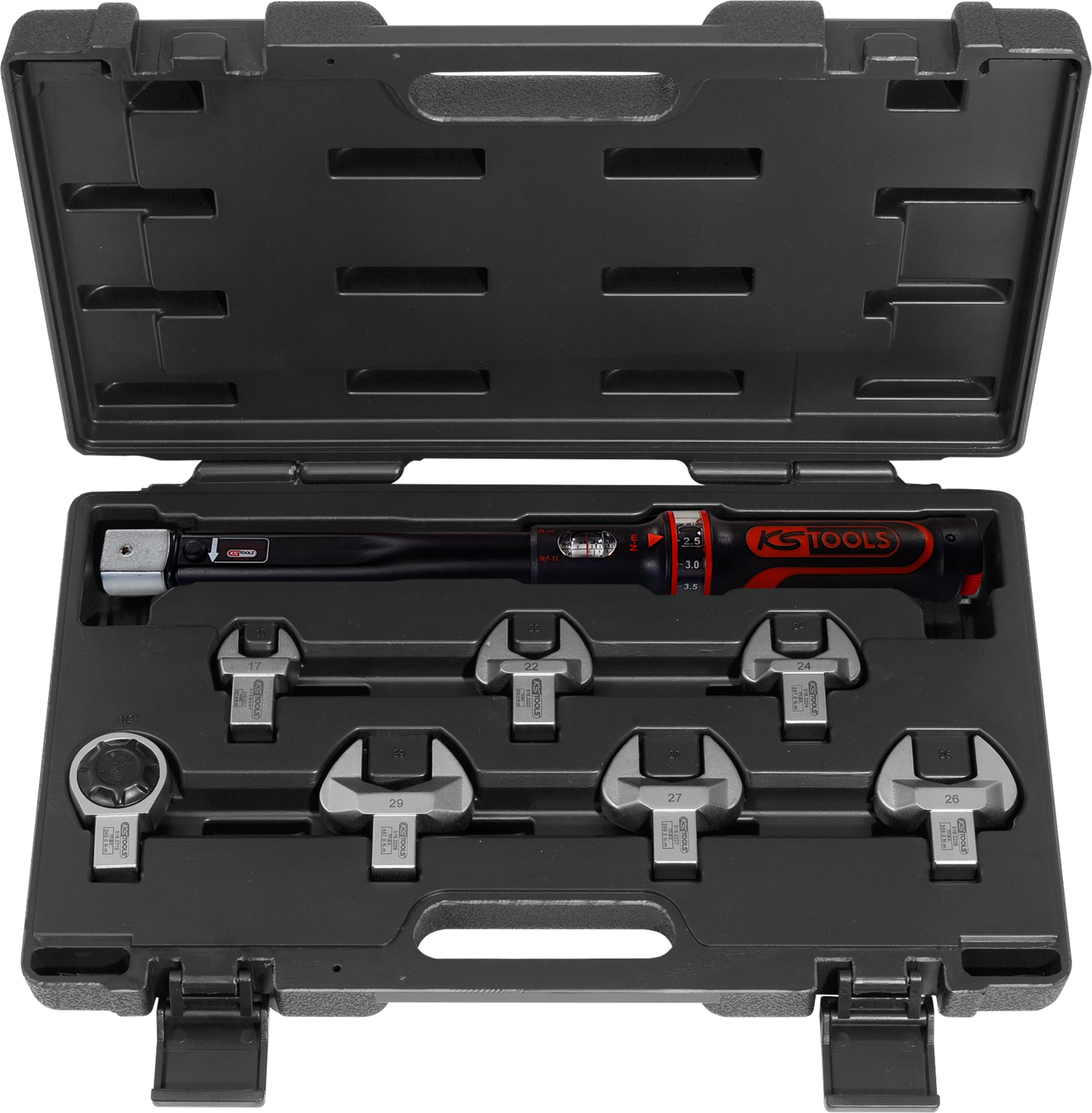 KS Tools ERGOTORQUE®precision Kälte-Klima-Drehmomentschlüssel-Werkzeugsatz 20 - 100 Nm, 8-tlg