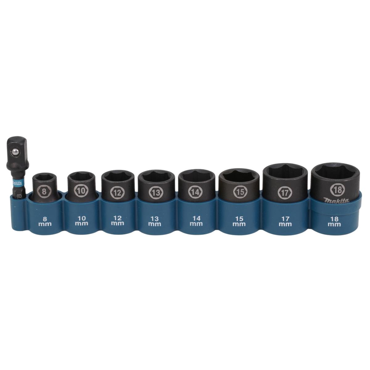 Makita IMPACT BLACK Schlagnuss-Set 9-teilig - 3/8 Zoll - 28 mm - Impact Black - E-16639