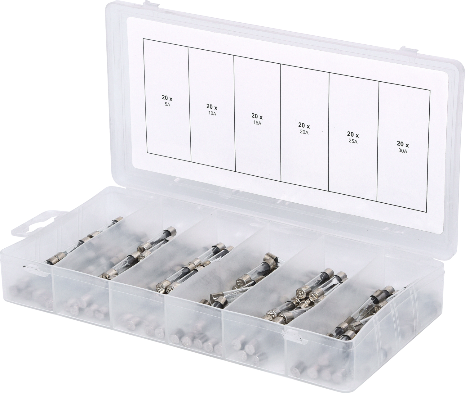 KS Tools Sortiment Glassicherungen, 5-30A, 120-tlg