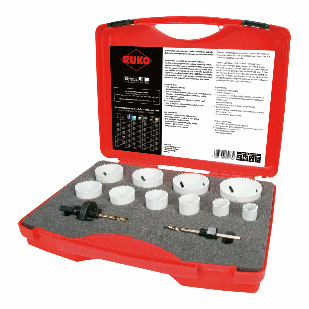 RUKO Bimetall-Lochsägen-Satz HSS-Co 8 im Kunststoffkoffer