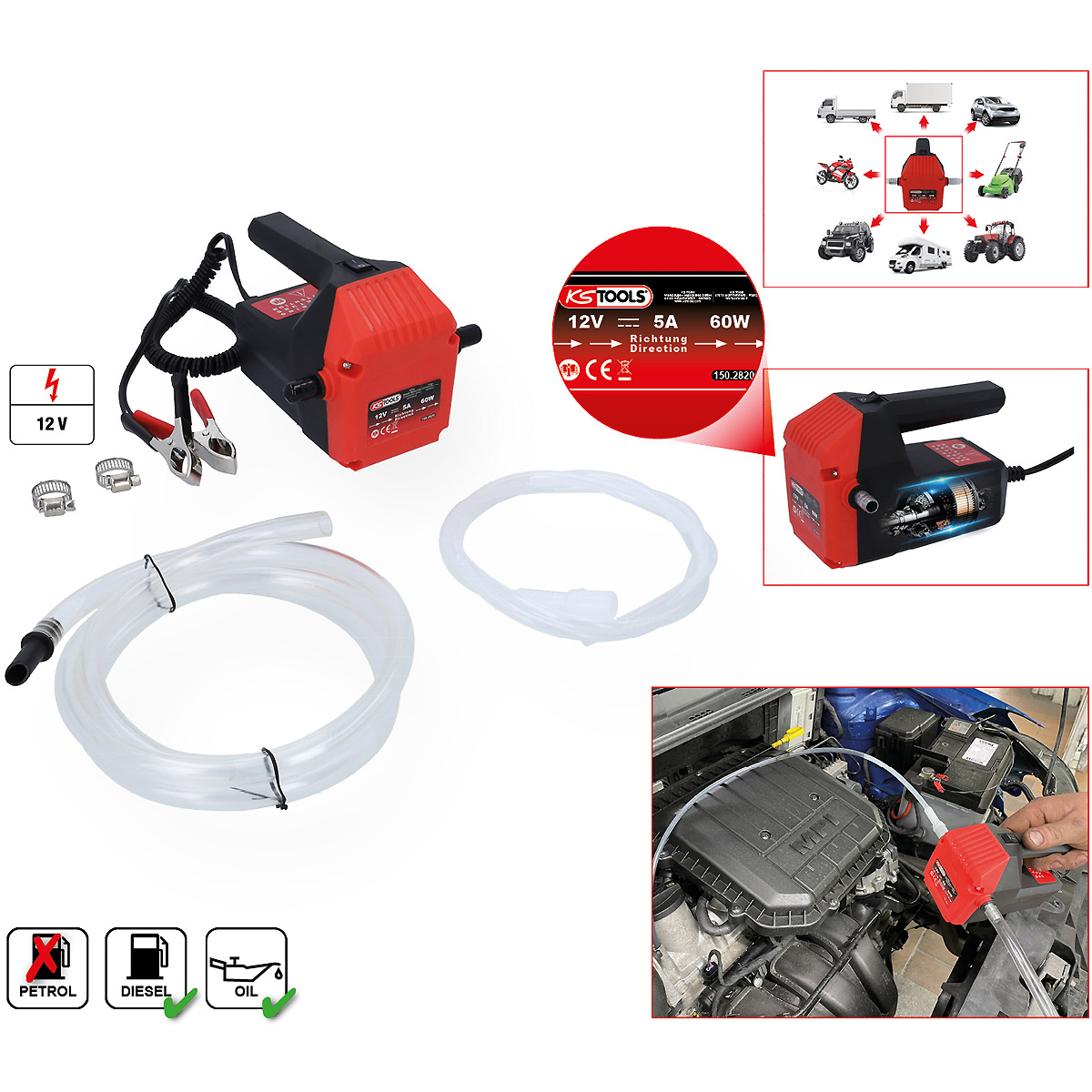 KS Tools Elektrische Öl-Absaug- und Umfüllpumpe