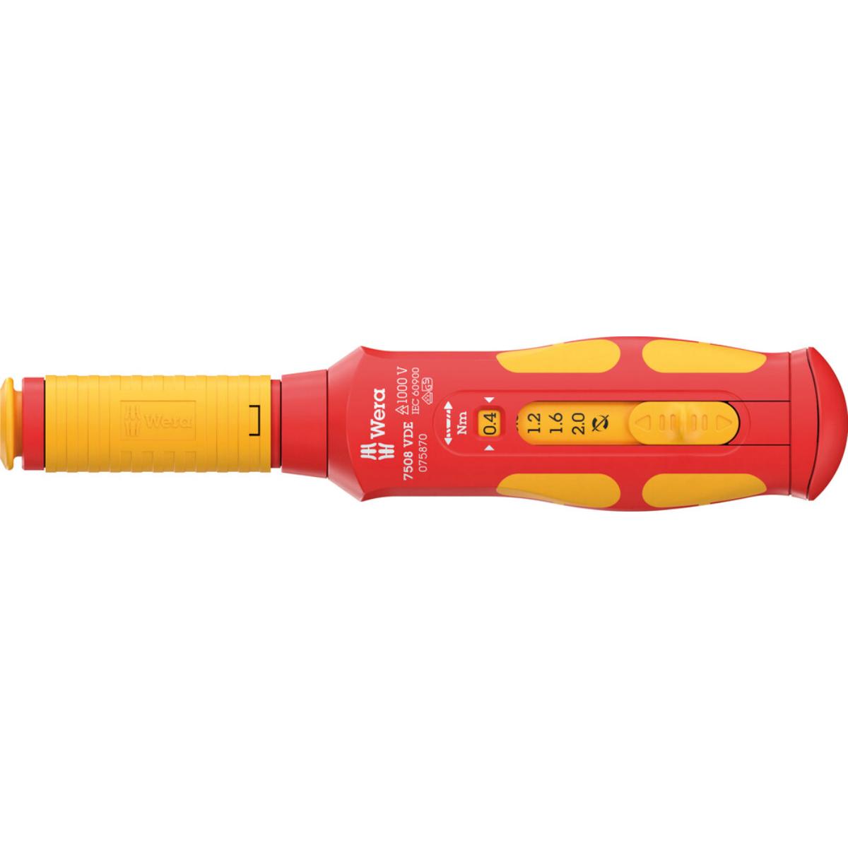 Wera 7508 VDE Kraftform Safe-Torque Speed Drehmomentschraubendreher, 0,4-2,0 Nm, 9 x 0,4 Nm x 0,8 Nm x 1,2 Nm x 1,6 Nm x 2,0 Nm x 192 mm