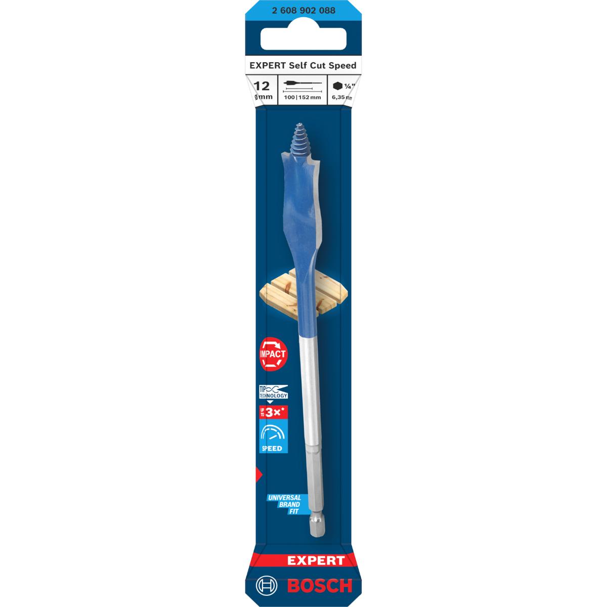 Bosch EXPERT Self Cut Speed Flachfräsbohrer, 12 x 152 mm