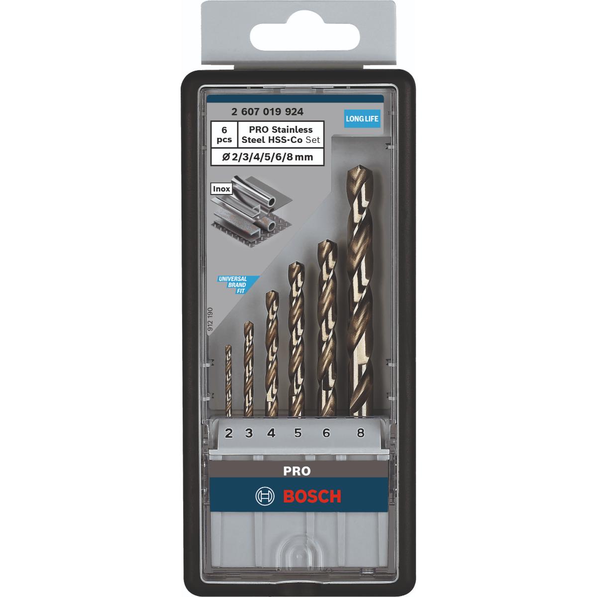 Bosch PRO Metallbohrer-Set Robust Line HSS-Co, DIN 135, 135°, 6-teilig, 2 - 8 mm