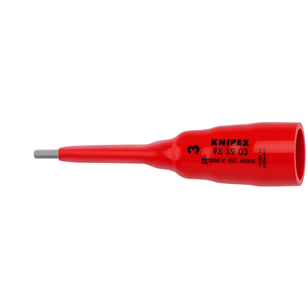 KNIPEX Steckschlüsseleinsatz für Innensechskantschrauben mit Innenvierkant 3/8 Zoll 92 mm