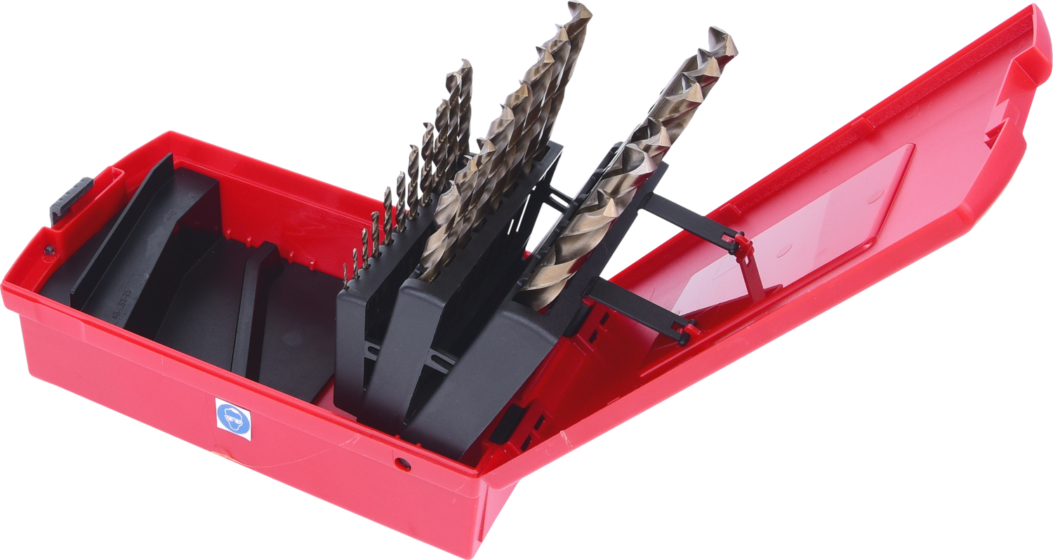 KS Tools HSS-G Co 5 Spiralbohrer-Satz, Kunststoffkassette, 25-tlg, 1-13mm