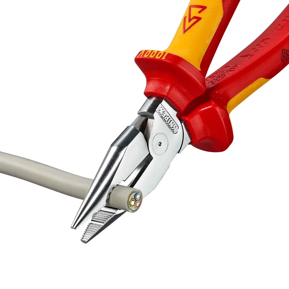 KNIPEX Spitz-Kombizange isoliert mit Mehrkomponenten-Hüllen, VDE-geprüft verchromt 185 mm