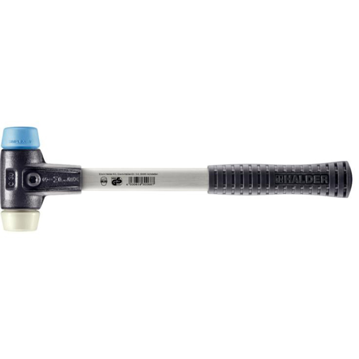 HALDER SIMPLEX - Schonhammer mit verstärktem Tempergussgehäuse und Fiberglasstiel, TPE-soft / Nylon