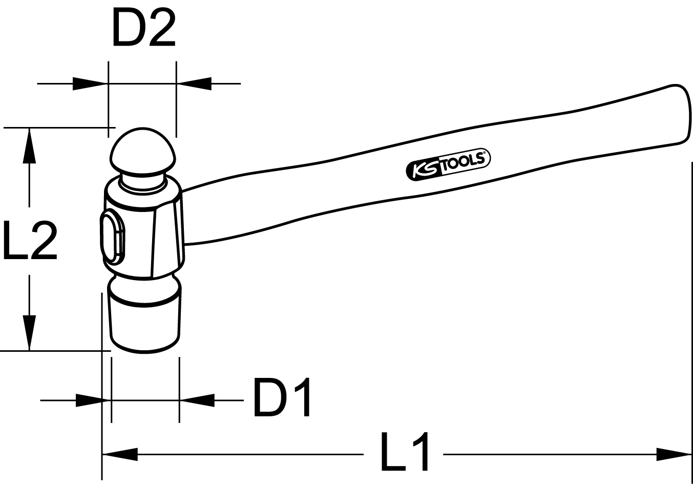 KS Tools Schlosserhammer, englische Form