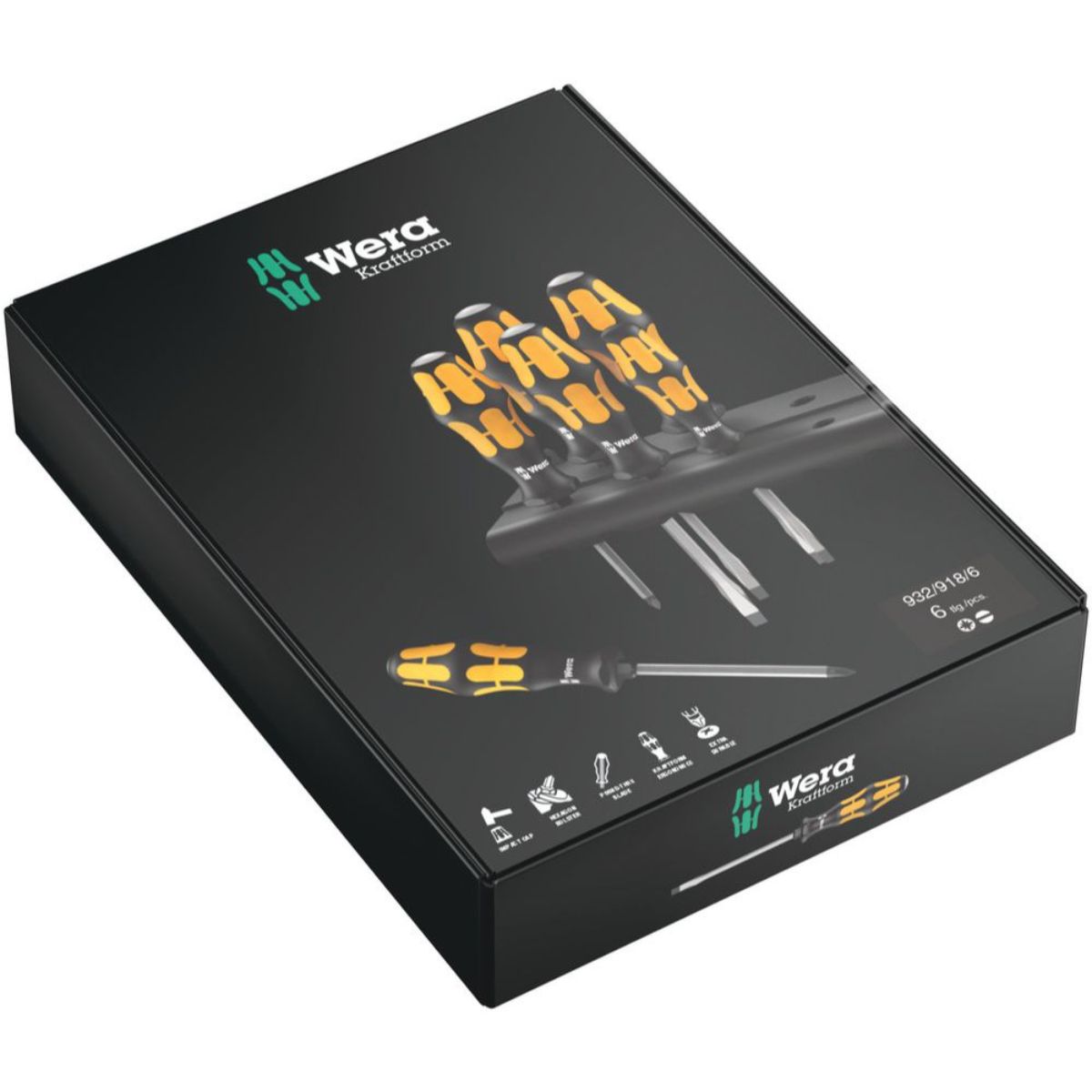 Wera 932/918/6 Schraubendrehersatz Kraftform Wera: Der Schraubmeißel + Rack, 6-teilig