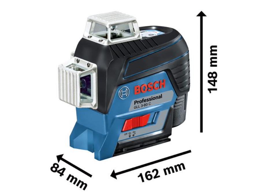 Bosch Linienlaser GLL 3-80 C, mit 1 x 2.0 Ah Li-Ion Akku, Laser-Empfänger LR 7, L-BOXX