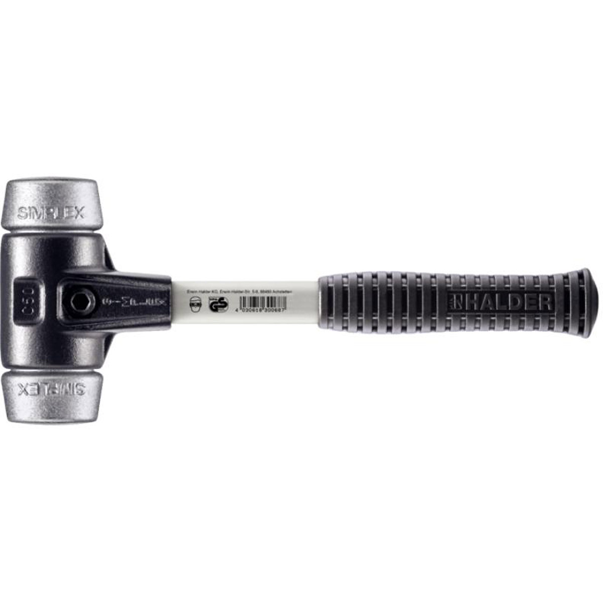HALDER SIMPLEX - Schonhammer mit verstärktem TE-Gehäuse und Fiberglasstiel, Weichmetall