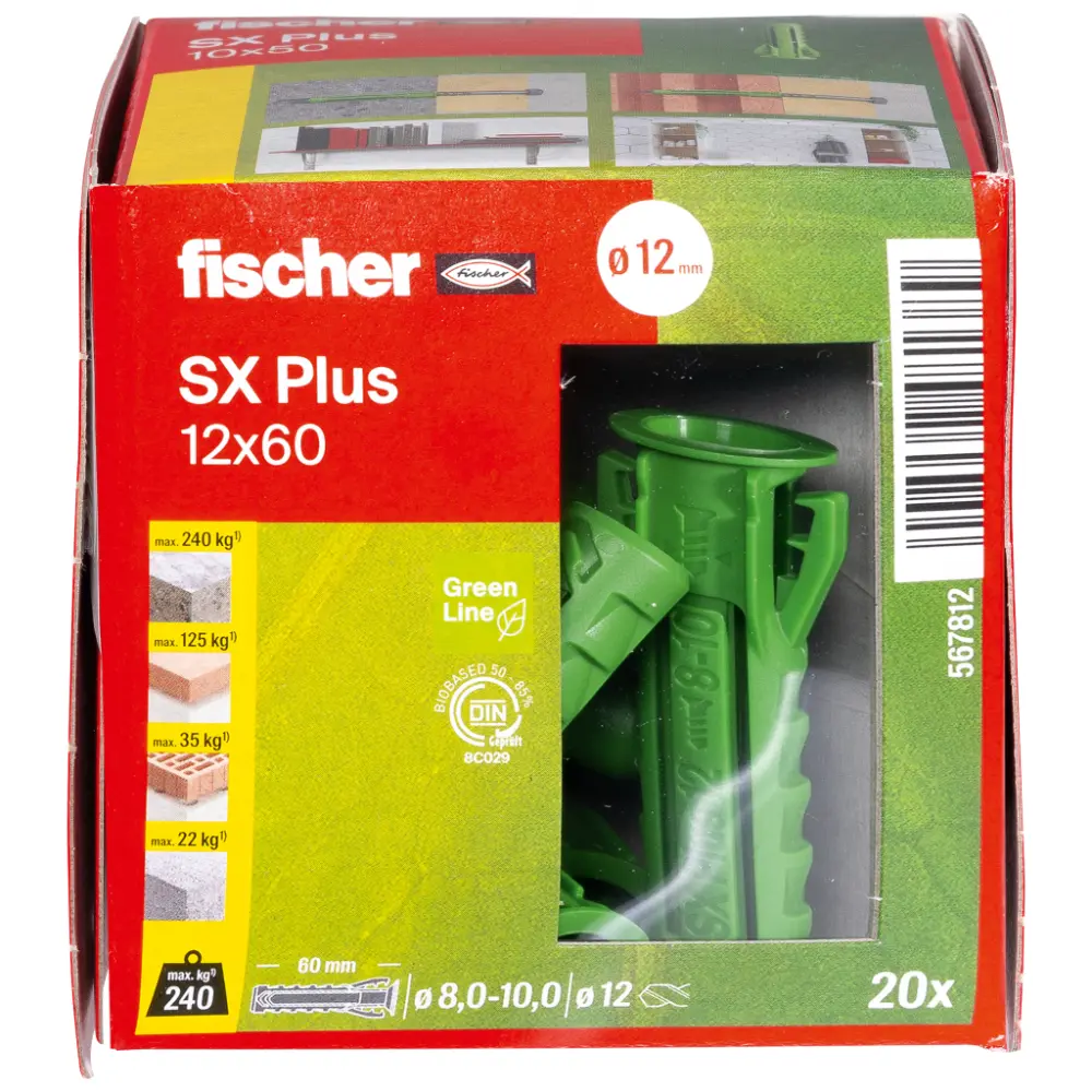 Fischer Spreizdübel SX Plus Green 12x60