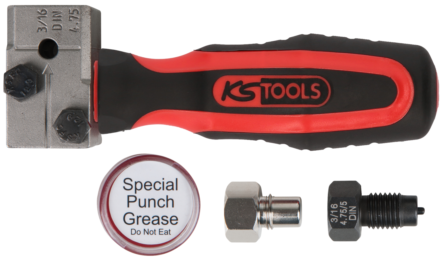 KS Tools FLAREFIXeco 4,75 mm Universal-Bremsleitungs-Bördelgerät-Satz, 4-tlg