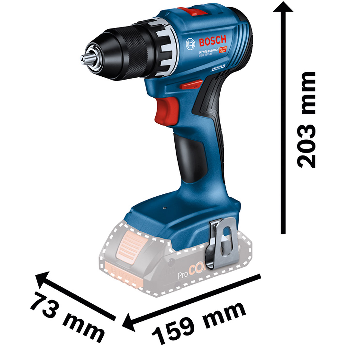 Bosch Bohrschrauber GSR 18V-45 in L-BOXX 136 mit 2 x Li-Ion-Akku 2,0 Ah, Ladegerät