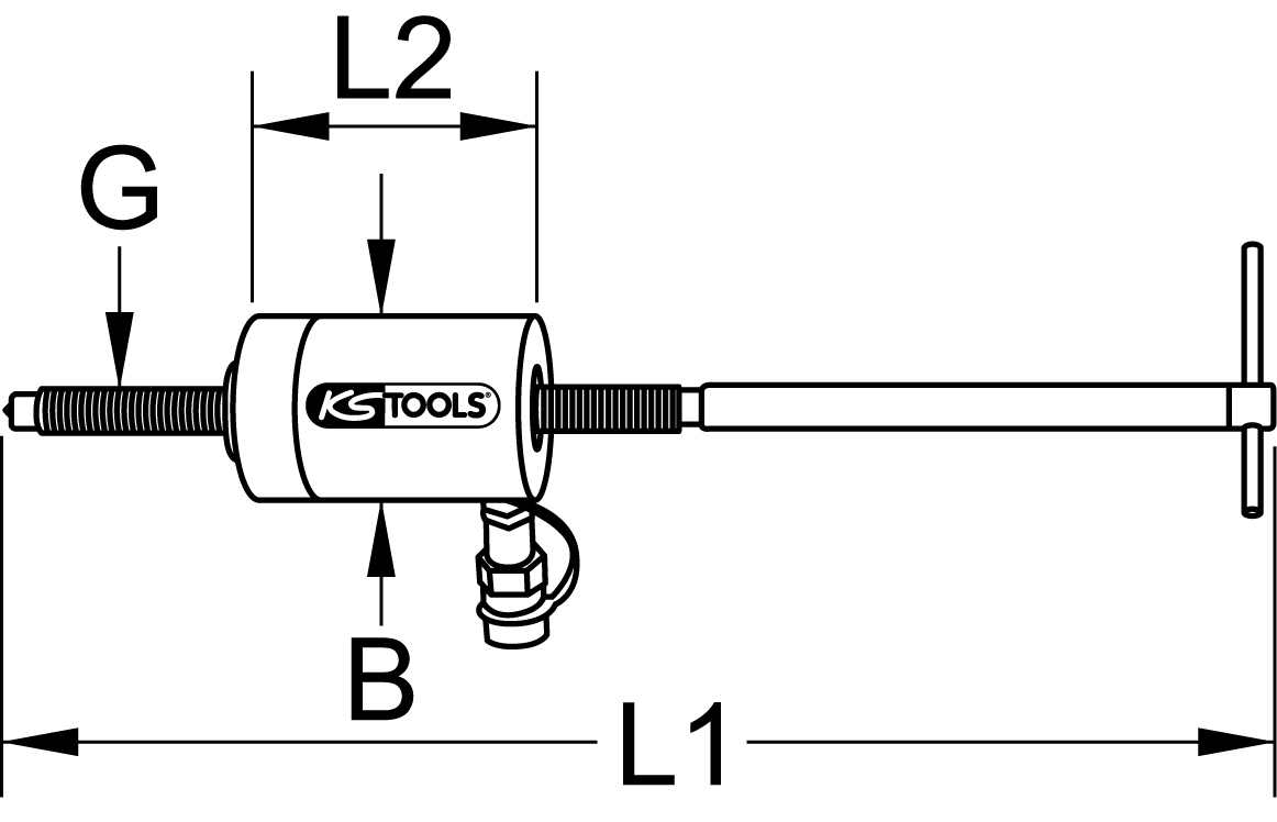 KS Tools Hohlkolben-Hydraulik-Zylinder mit Spindel