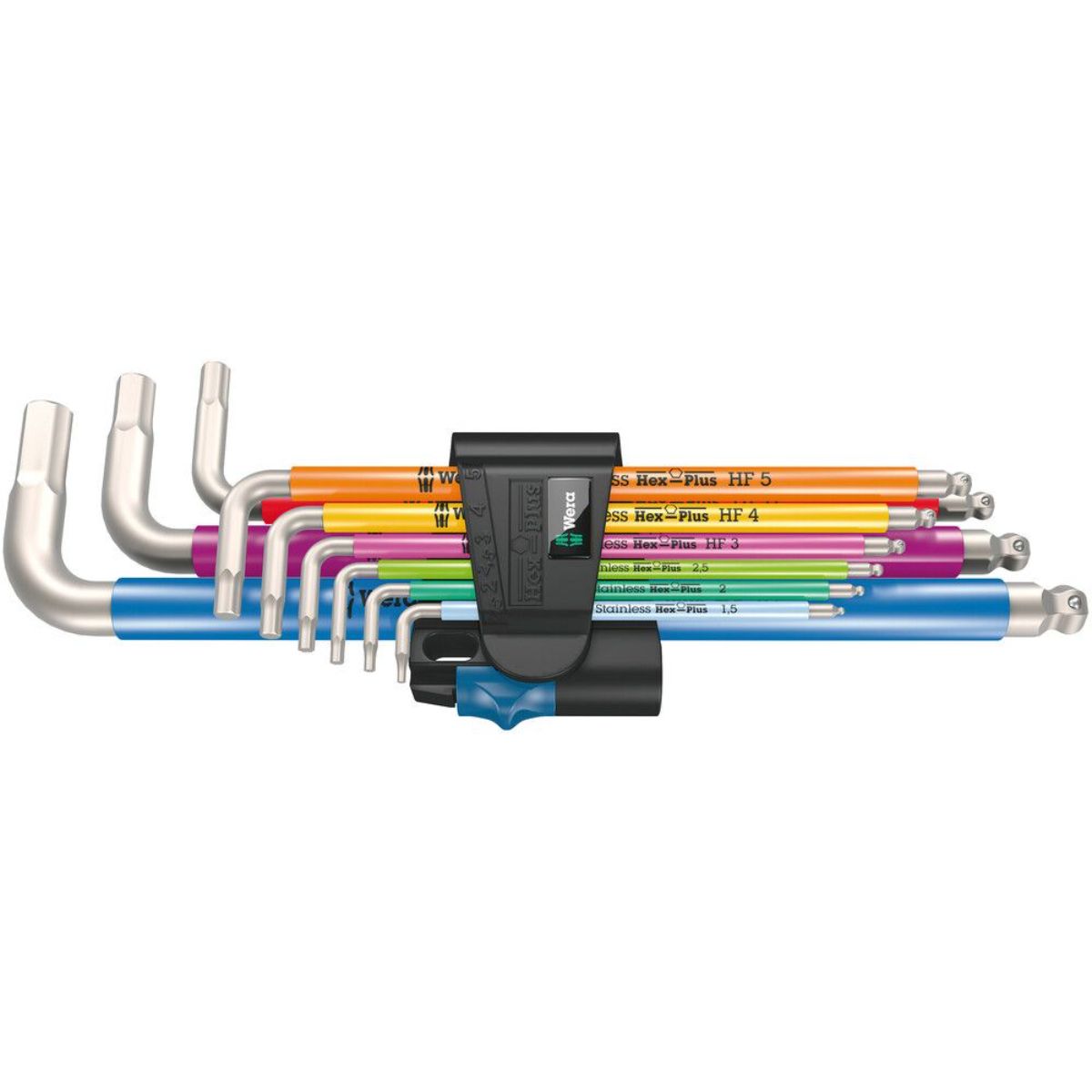 Wera 3950/9 Hex-Plus Multicolour HF Stainless 1 Winkelschlüsselsatz, metrisch + Haltefunktion, 9-tlg