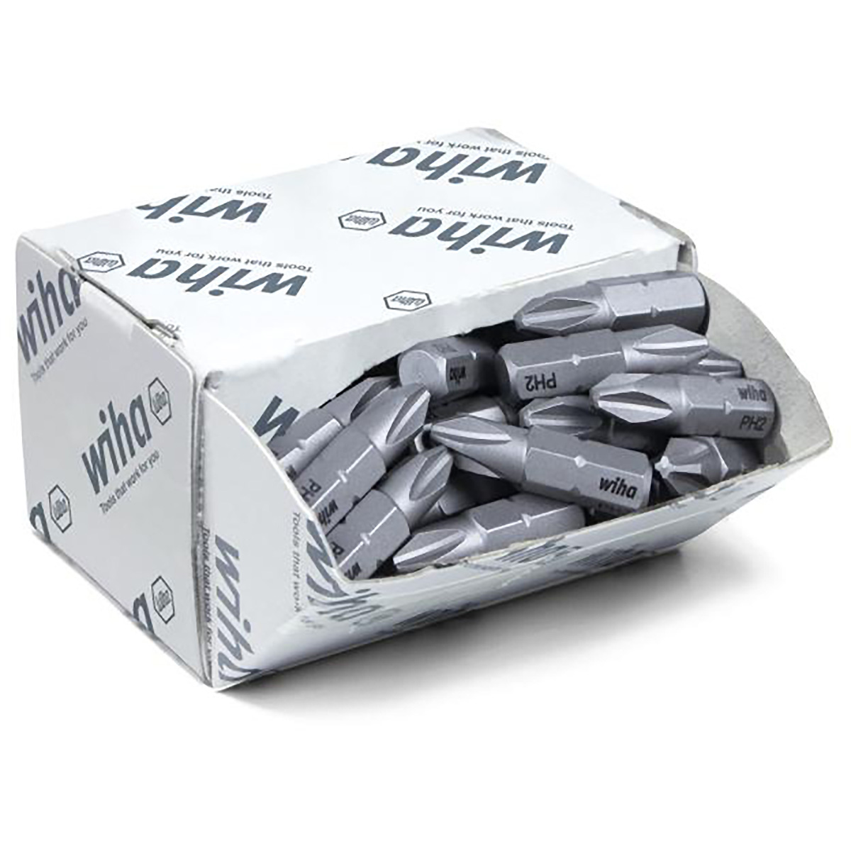 Wiha Bit Set Standard 25 mm Phillips (PH2) 50-teilges Set 1/4 zoll C6,3 in Großpackung