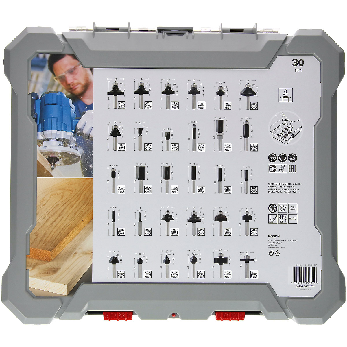 Bosch PRO Fräser-Set, 30-teilig, 6mm Schaft
