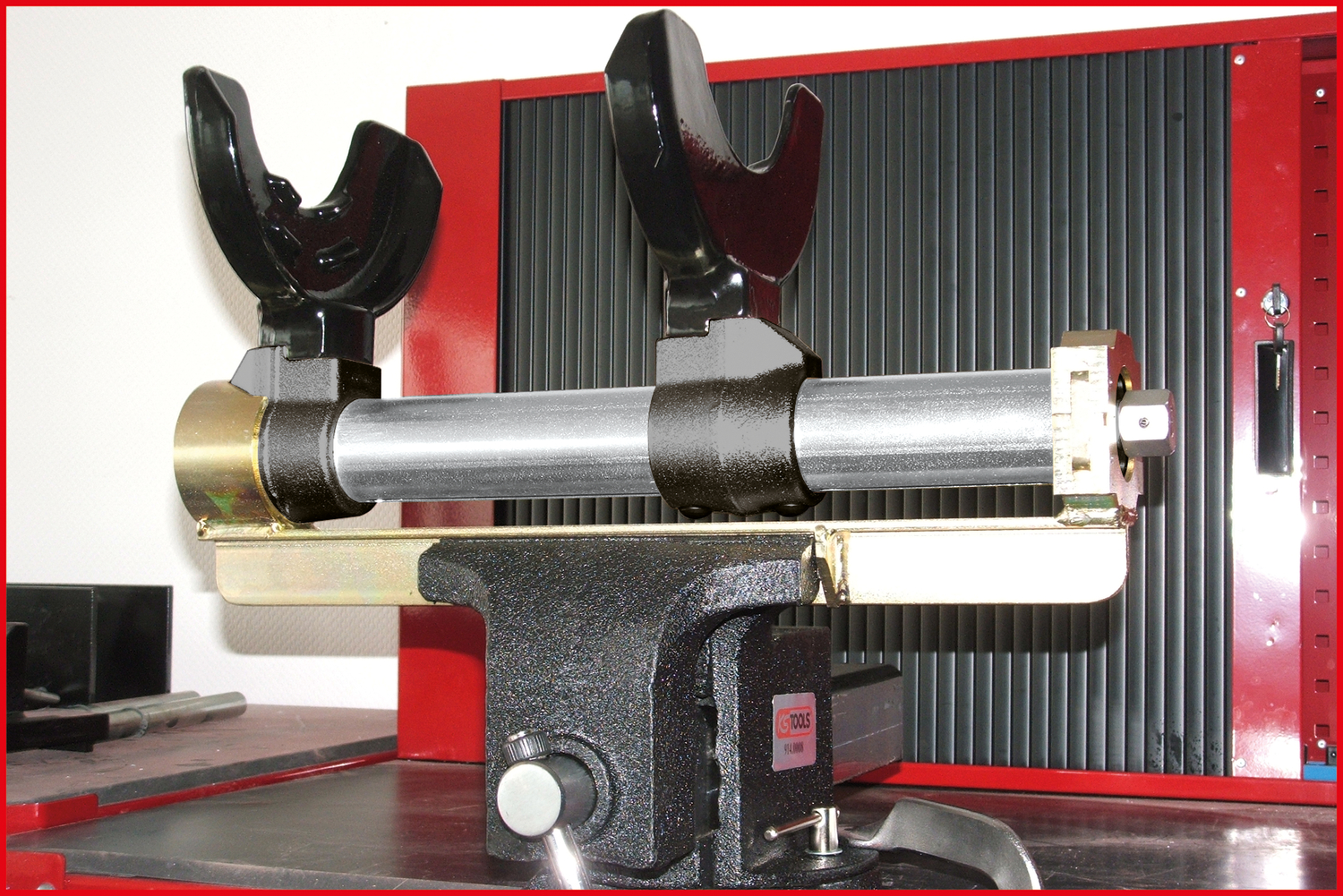 KS Tools Universal Federspanner mit Fangseil und Schraubstockhalter