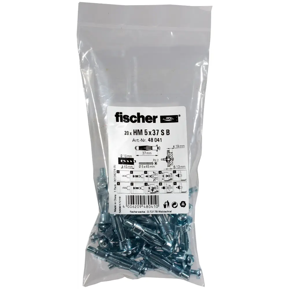 Fischer Hohlraum-Metalldübel HM 5x37 S B (20) mit Schraube