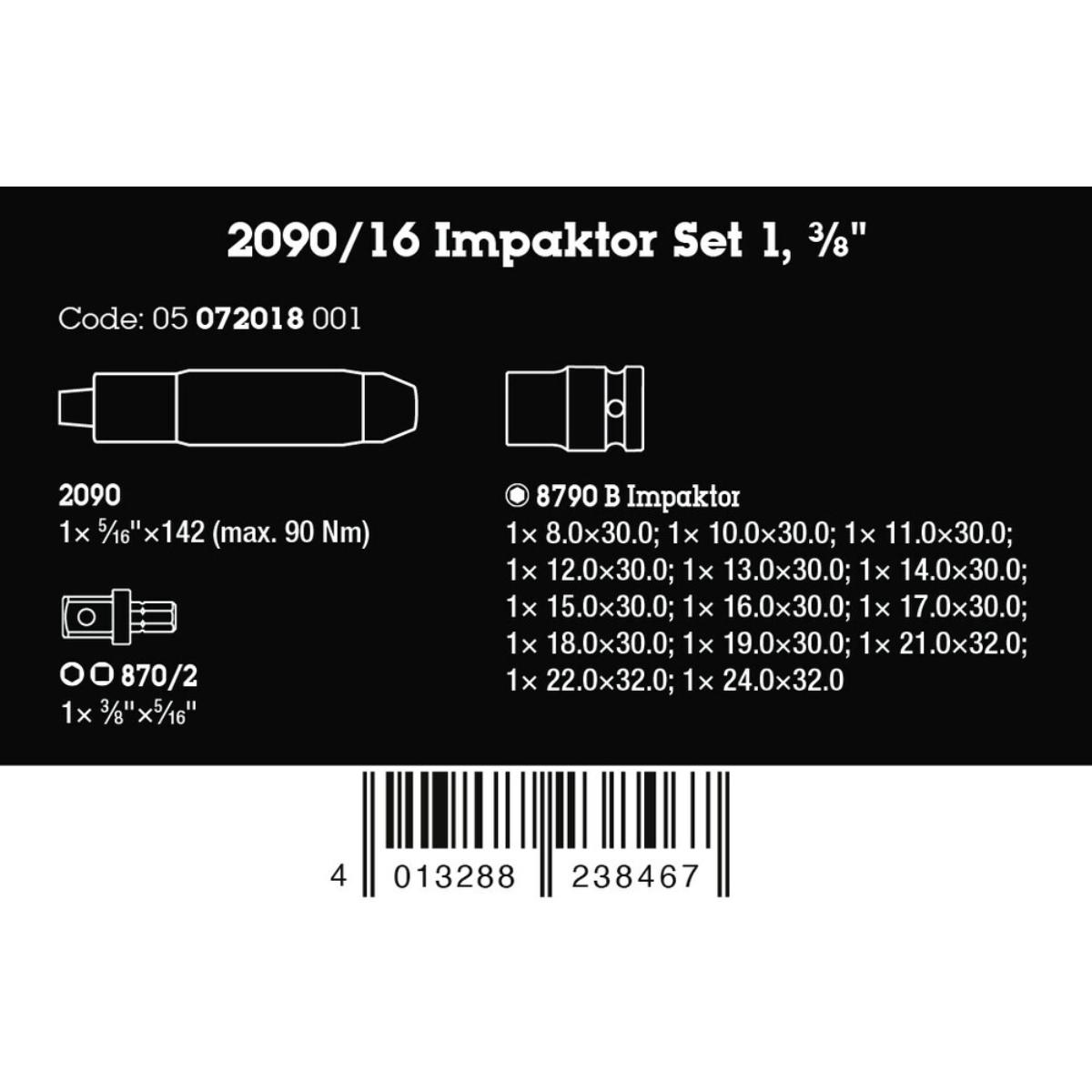 Wera 2090/16 Impaktor Schlagschraubendreher Set 1, metrisch, 3/8"