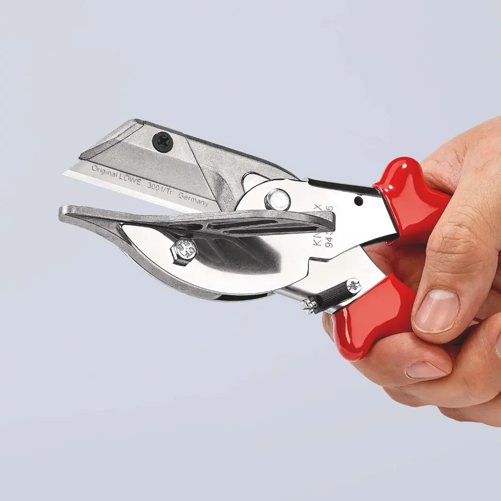 KNIPEX Gehrungsschere für Kunststoff- und Gummiprofile mit Kunststoff-Hüllen verchromt 215 mm