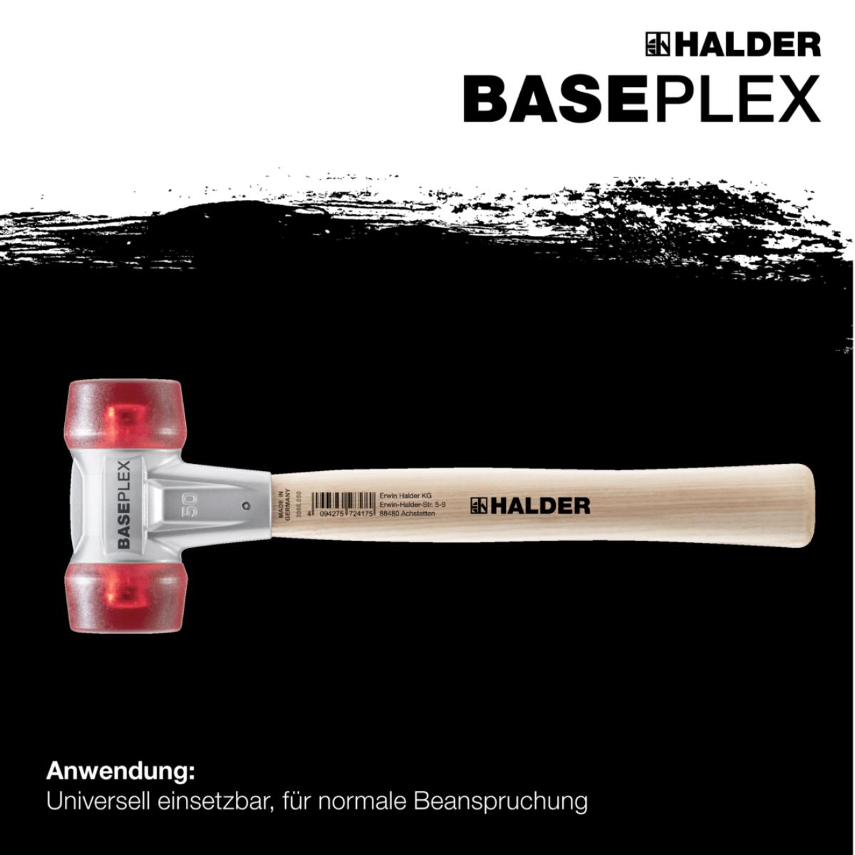 HALDER BASEPLEX - Schonhammer mit Zinkdruckguss - Gehäuse und Holzstiel, Celluloseacetat