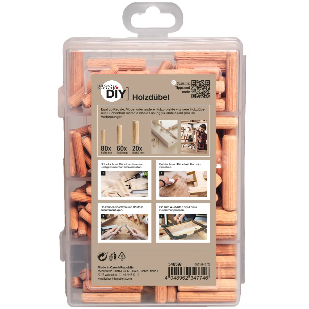 Fischer EasyDIY Box Holzdübel (160 Teile)
