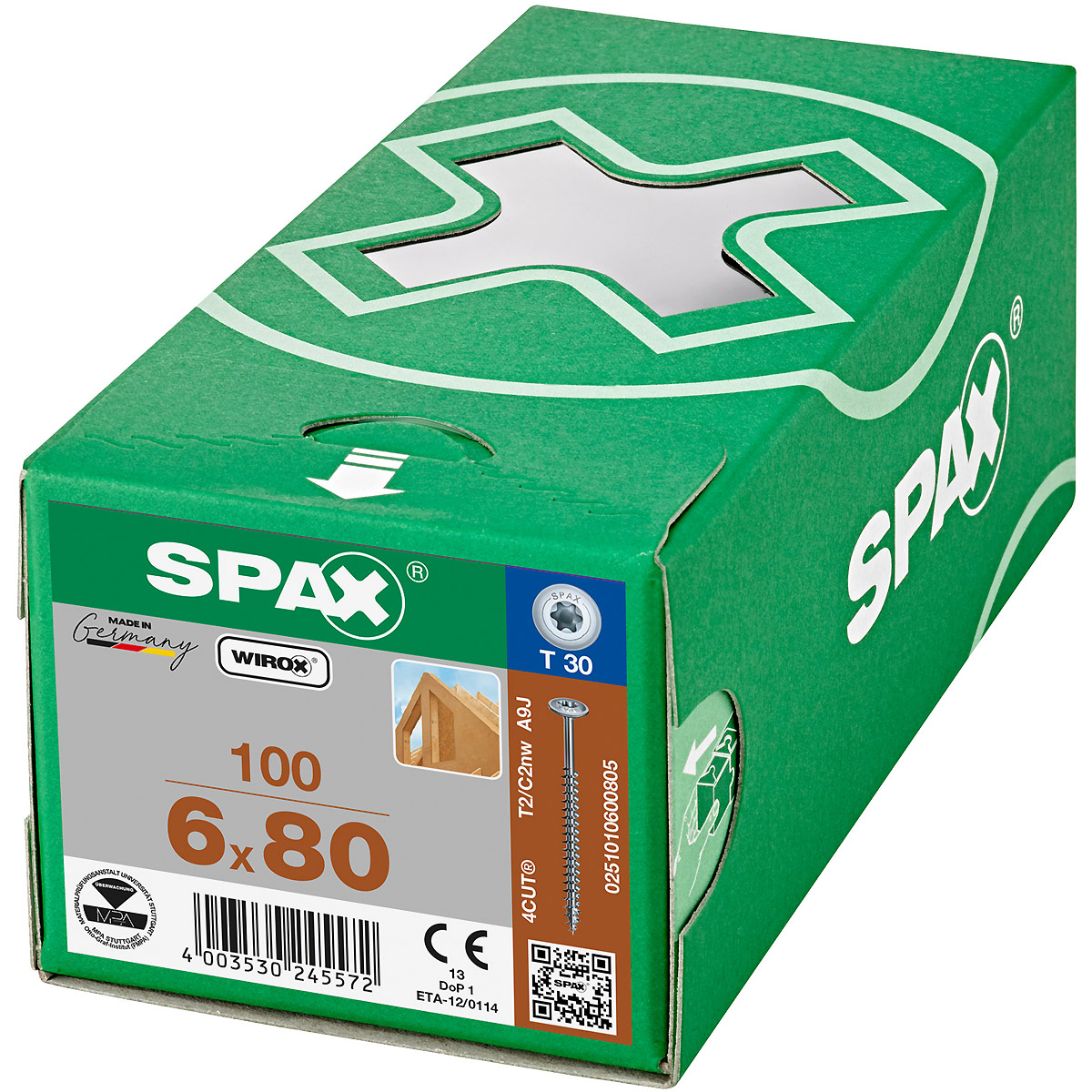 SPAX Tellerkopf T-Star Plus T30 Vollgewinde WIROX, 100 Stück