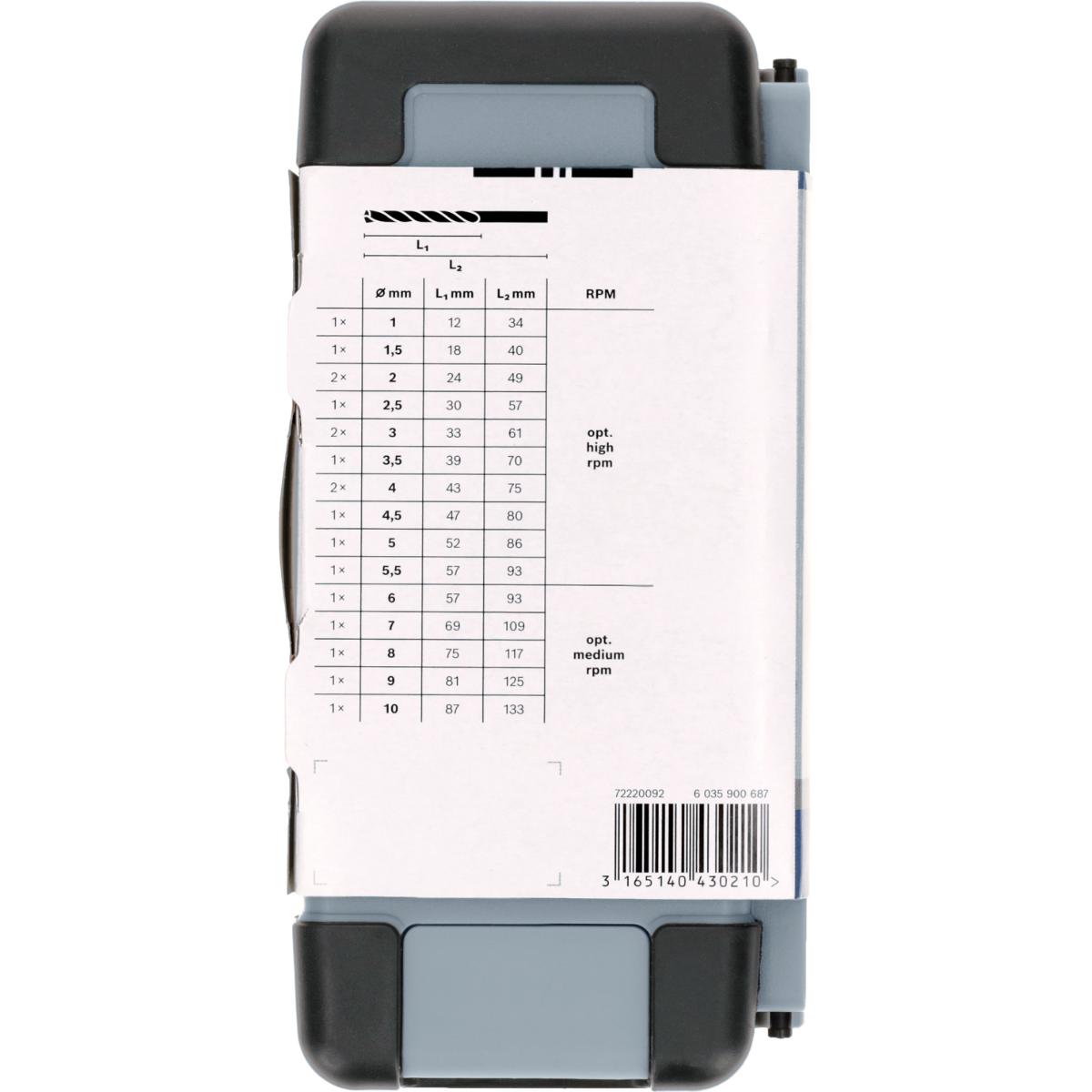 Bosch PRO Metallbohrer-Set HSS-G, Toughbox, 18-teilig, DIN 338, 135°